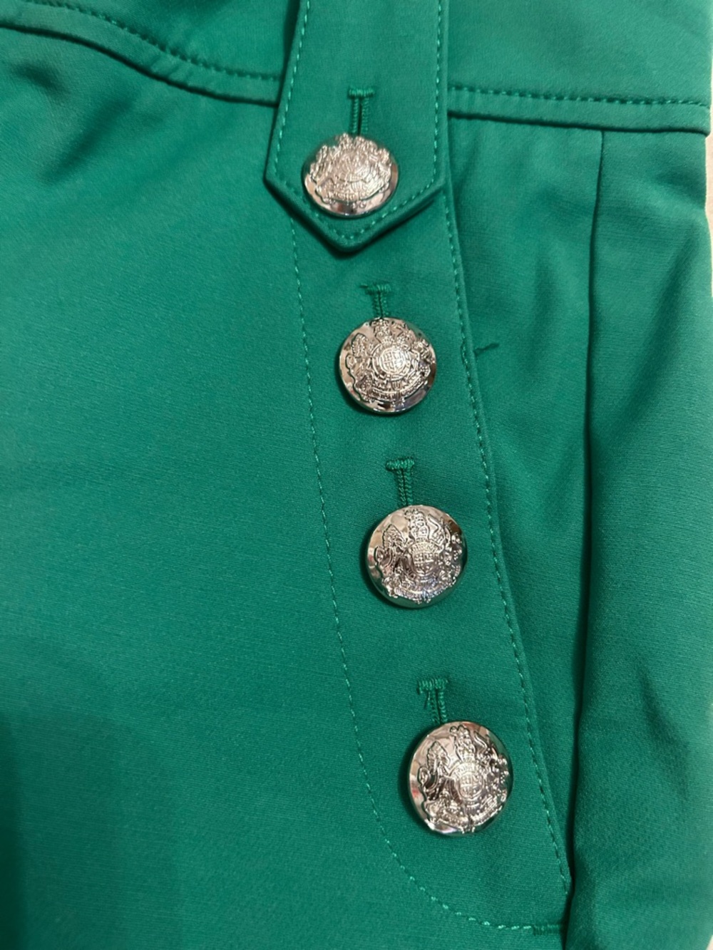 White House Black Market Green Women’s  Dress Pants with Silver Buttons - Picture 7 of 7